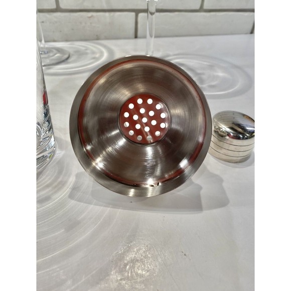 Art Deco Glass Martini glasses Confetti with Matching Shaker Qty 3 - Picture 9 of 12